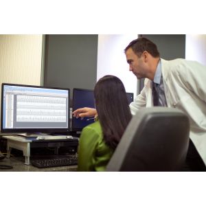 Two clinicians reviewing the HeartStart Event Review Pro software solution