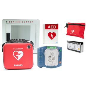 Image showing the products and accessories of the HeartStart OnSite AED Public access bundle
