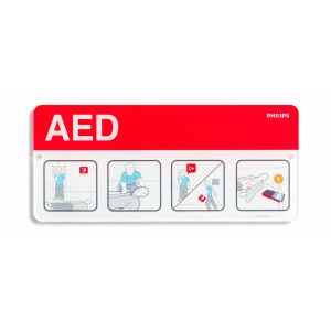 Image of an AED Awareness placard red
